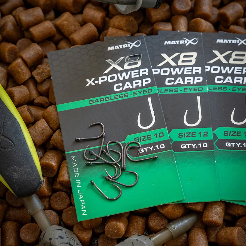 Matrix X8 X-Power Carp Barbless Eyed Hooks